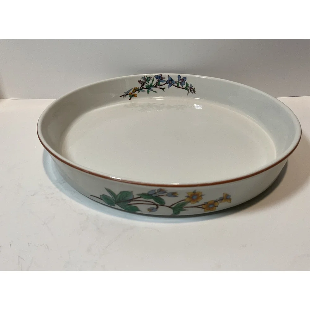 Woodhill Fine Bakeware‎ Round Floral Serving Pie Plate Dish Microwave Oven Safe